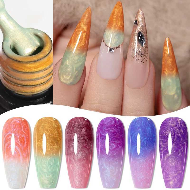 75ML Temperature Color-Changing Shell Tread Glitter Gel Nail Polish Red Blue Purple Thermal Nail Gel Soak Off UV Nail VarnishT251127