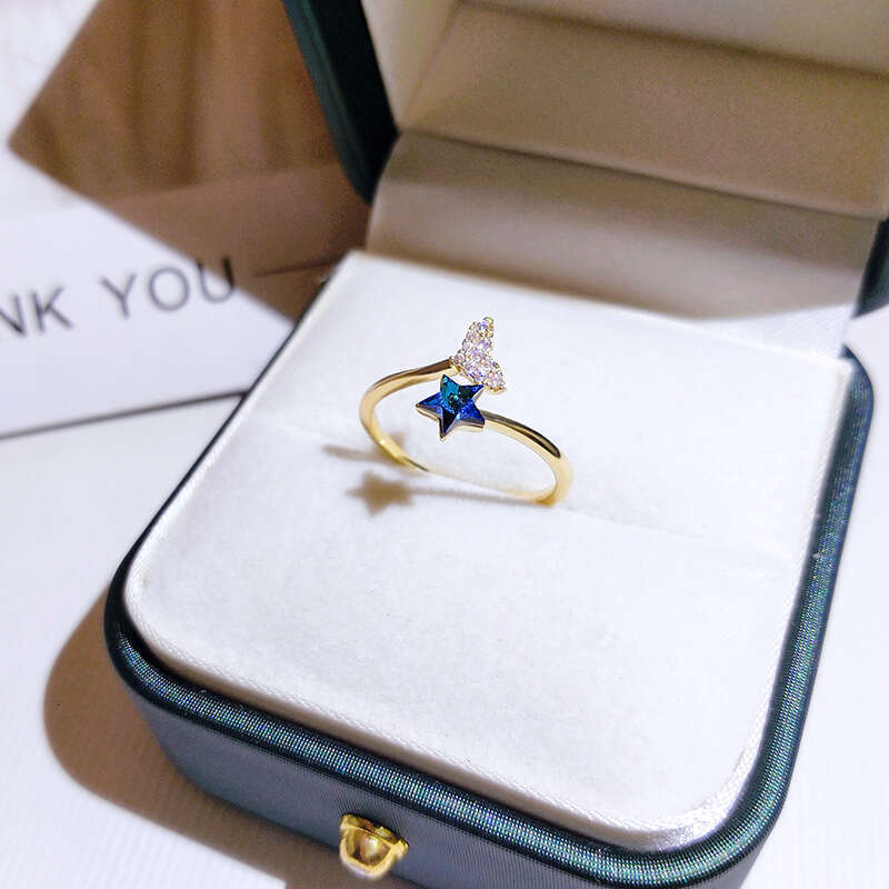 Beauty fish tail female ins personality, simple and cold style, open mouth ring, fashionable, niche, light luxury, trendy, liquid food finger ring