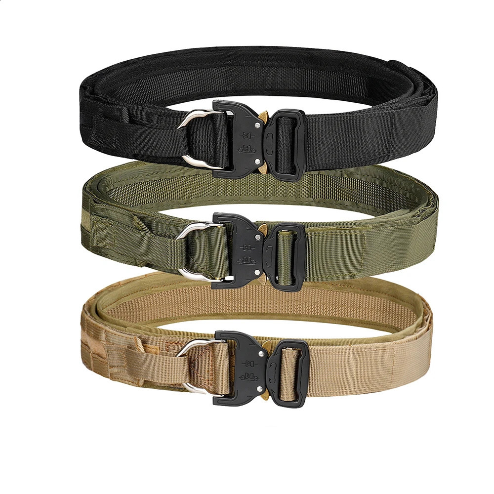 Cool Military Tactical Belt for Men Work Outdoor Hiking Heavy Duty Quick Release Nylon Web Rigger Belt with Inner and Outer250422
