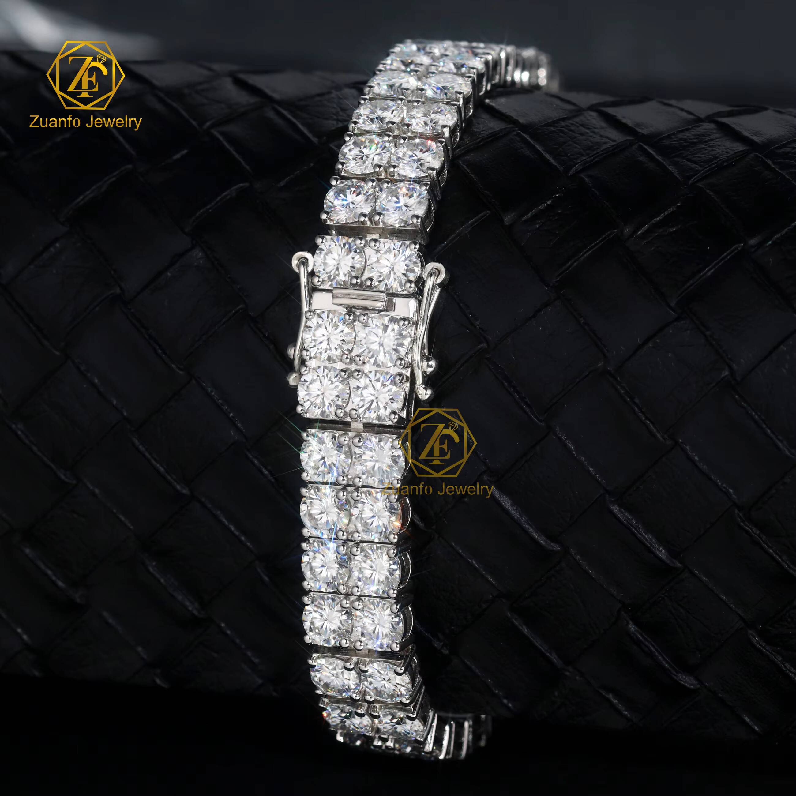 GRA Certificated 925 Silver Double Rows Tennis Chain Gold Plated 5mm5mm Moissanite S925 Jewelry Bracelet for Men Women