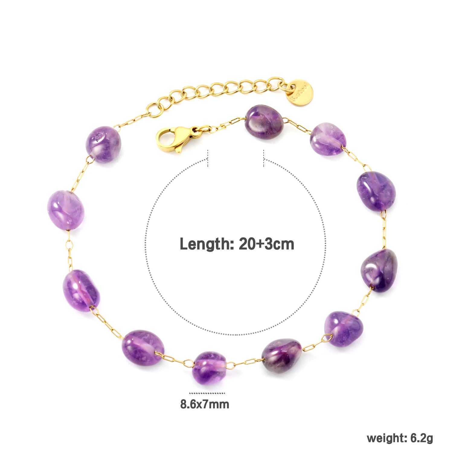 LUXUKISSKIDS Trendy Natural Purple Crystal Stones for Woman/Ladies Steel Stainless Charm Chain Jewellry Gifts C251105