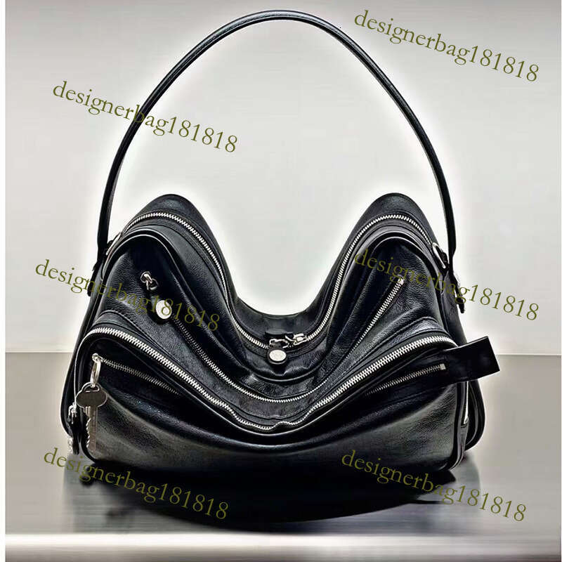 designer bag Swedish Niche New Genuine Leather Multi-Compartment Zipper Handbag Key Pendant Underarm Motorcycle Single Shoulder Crossbody Bag