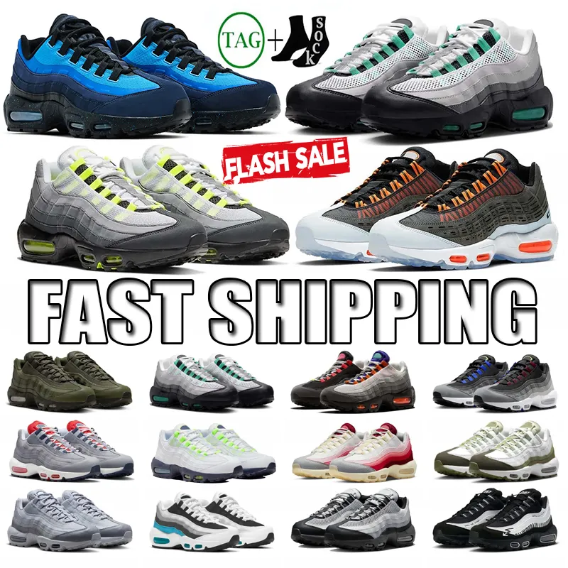 designer shoes Neon 95s for men women running shoes daily outfit sneaker Triple Black White Red Geen Blue Pink Navy mens outdoors trianers sneaker size 36-46