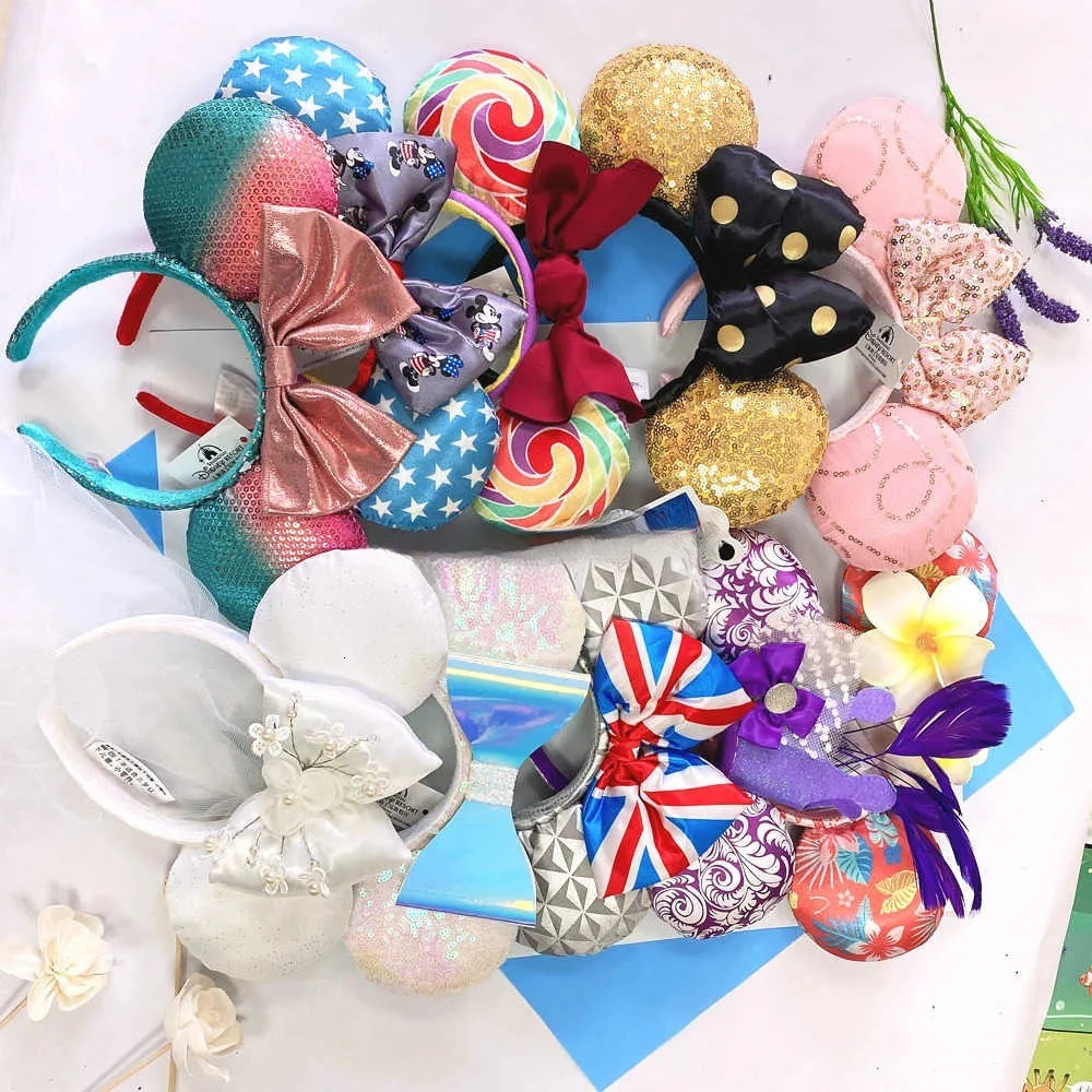 Disney custom Mickey Mouse Ears Space mountain Lunar 2025 Minnie Bow Pink Sequins Cartoon Anime Headdress Headband GifXJ250504 - view 3
