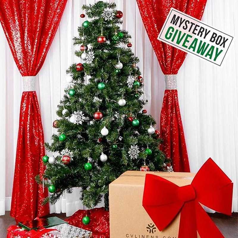 Curtain Christmas Red Sequin Backdrop Curtains Christmas Halloween Birthday Party Wedding Decorations Baby Shower Stage Events Background Supplies Y25