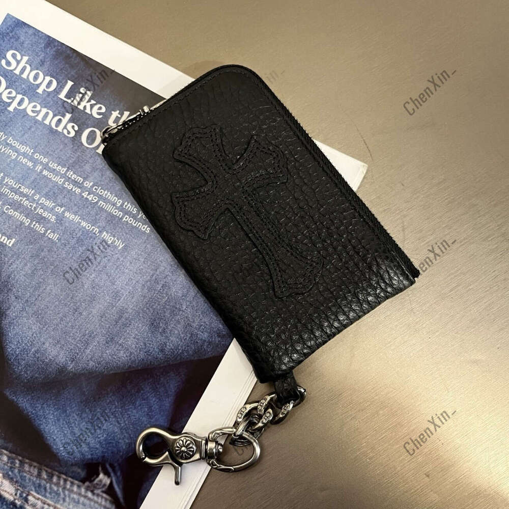 Charm card holder CH Chrome wallet Trendy Brand Genuine Leather Cross New Multi-Card Slot Coin Purse Top Layer Cowhide High-End Feel Key Storage Wallet