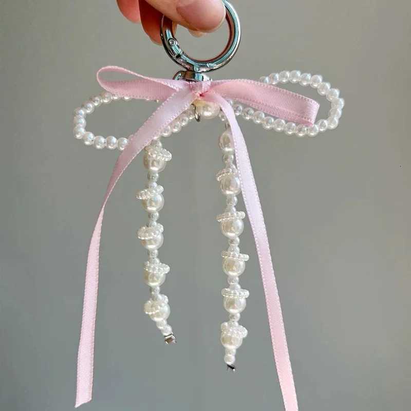 2025 New Korean Fashion Sweet Pearl Bow Keychain Phone Pendant Keyring Y2K Ins Aesthetic Holder for Girl Bag Pendant AccessoriesT251127