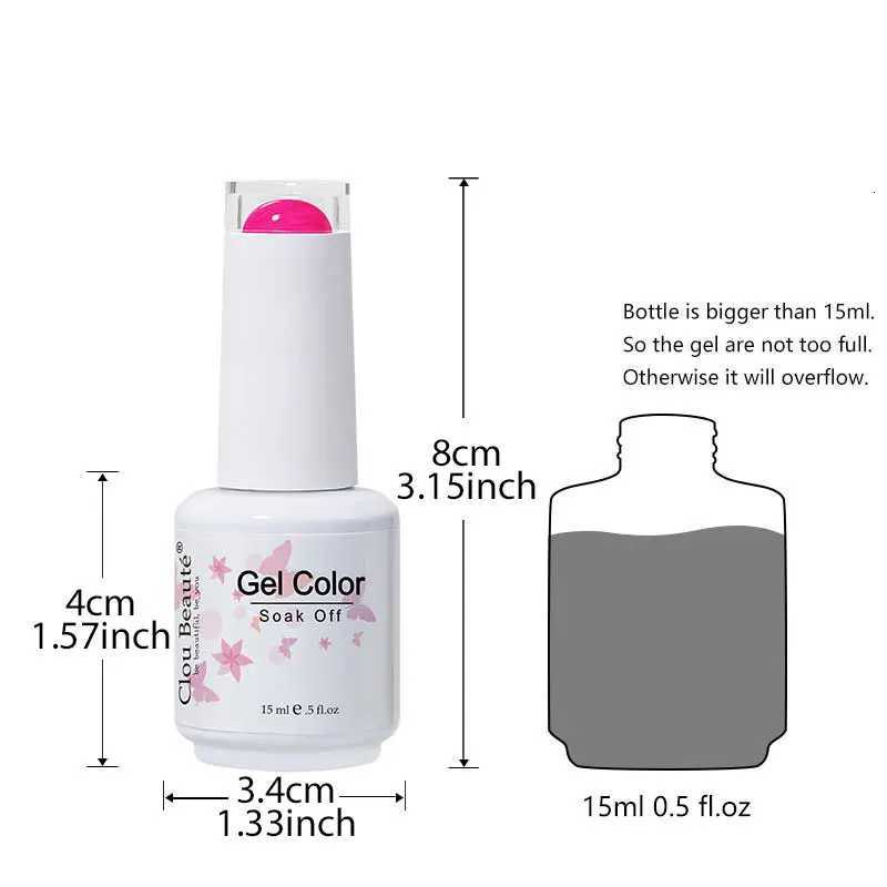 Clou Beaute 15ml Red Black White Green Neon Gel Nail Polish Base Top Coat Velvet Top 400 Colors Semi Permanent Gel Nail VarnishT251127
