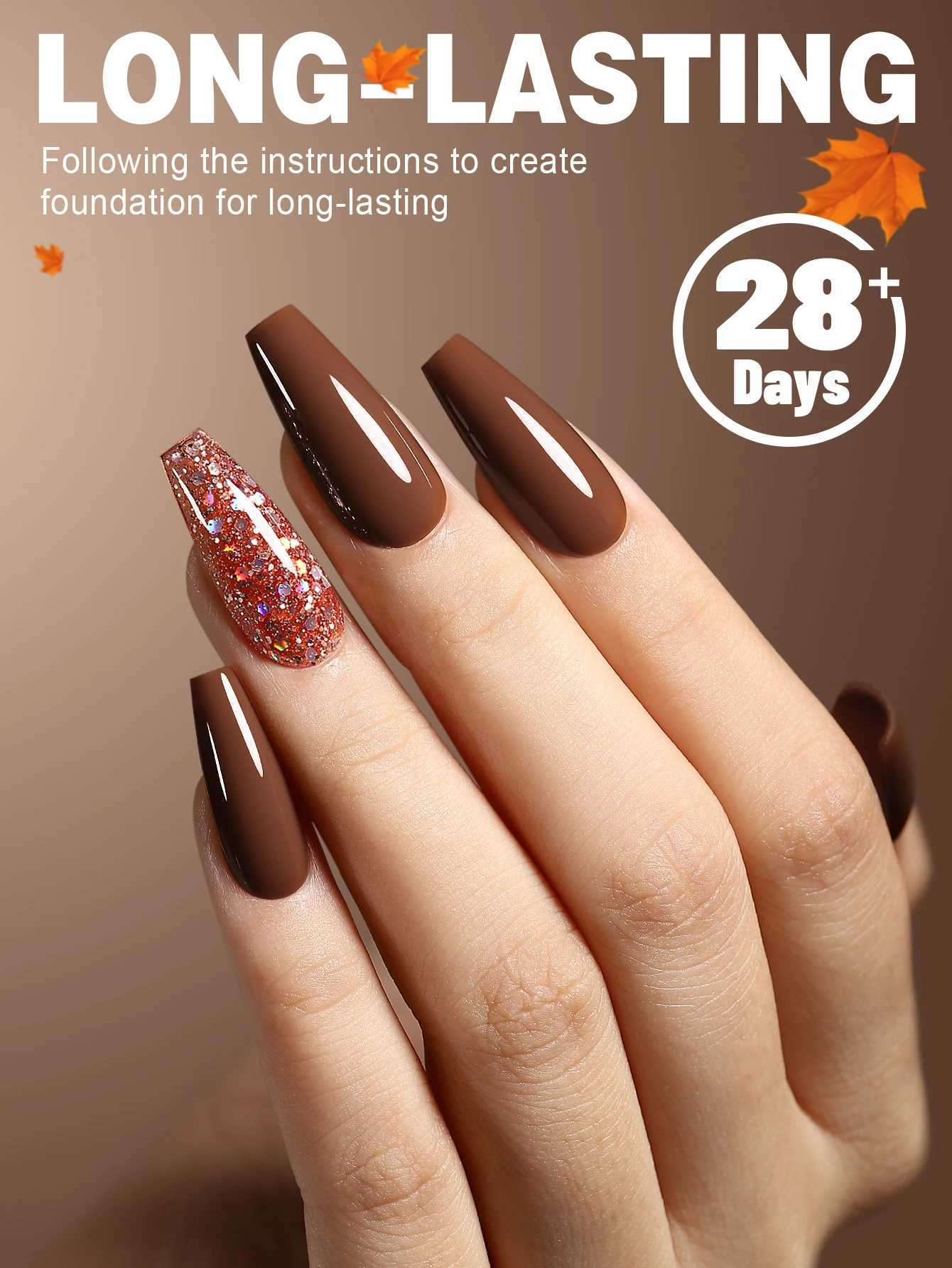 YOKEFELLOW 6Pcs/Set Fall Winter Gel Nail Polish Semi Permanent UV Led Gel Varnish Brown Orange Pumpkin Halloween Christmas GiftT251127