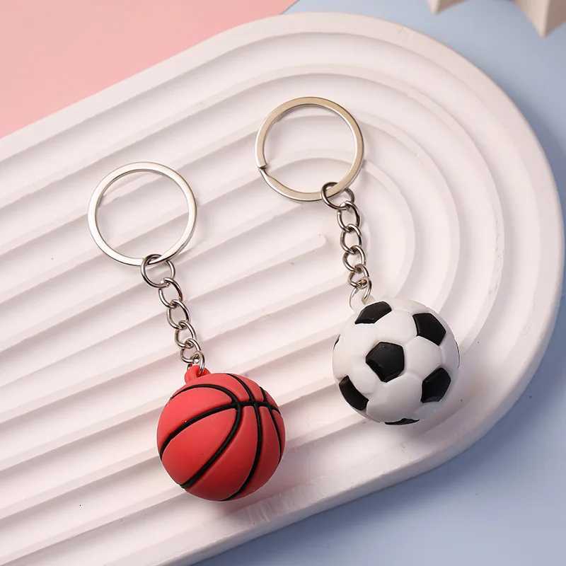 2006 Simulation Football Basketball Volleyball Tennis Rugby Keychain PVC Creative Mini Key Ring Bag Pendant Car Accessories GiftT251127