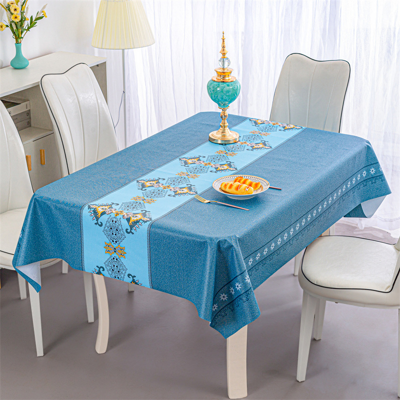 90334 Thickened European-style PVC tablecloth, waterproof and heat-resistant, square tablecloth, rectangular placemat, washable plastic coffee table c