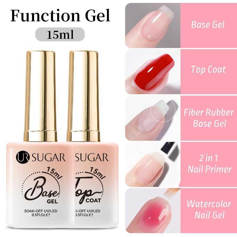 UR SUGAR 15ml Fiber Rubber Base Gel Upgrade Broken Nail Repaired Fiberglass Clear Quick Building UV Construction Gel Soak OffT251127