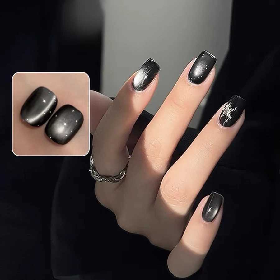 WS Black Glass Cat Magnetic Gel Nail Polish Punk Style Nail Art Manicure Varnis Semi Permanent Gel for Winter Nail SuppliesT251127
