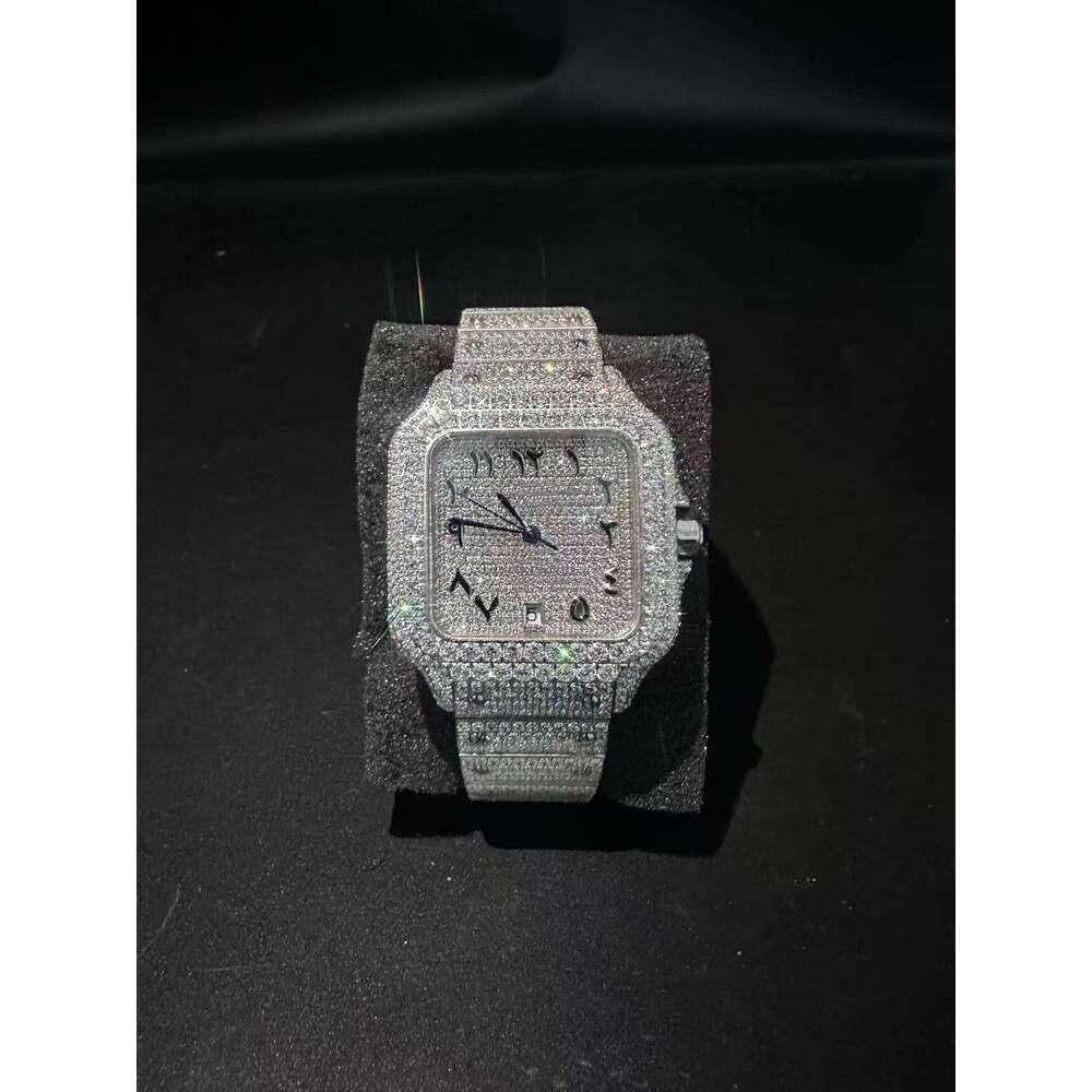 purity VVS High Quality Automatic Handmade Custom Full Iced Out Moissanite Watch Handcrafted inlay Lab-grown dias Man watch Free shuttle