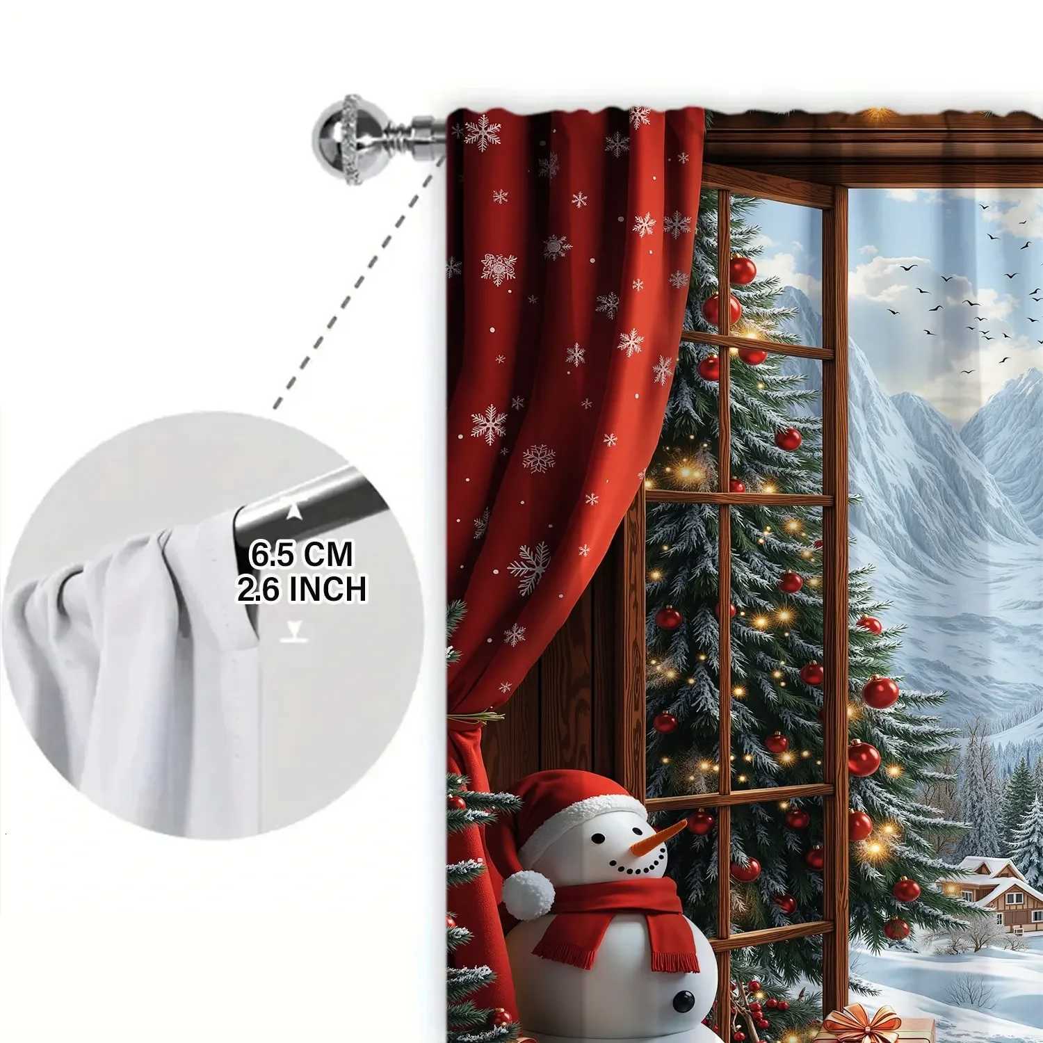 Curtain Christmas 2pcs Christmas Wonderland Printed Curtain for Christmas Home Decor - Rod Pocket Window Treatment for BedroomOfficeKitchen Y251126