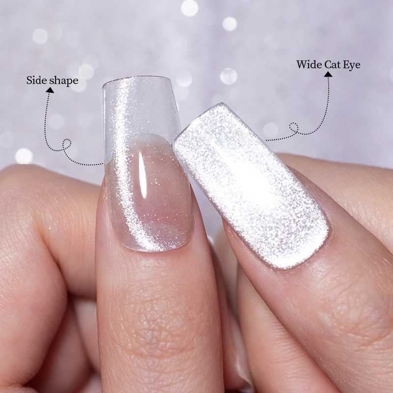 PUENTE 75ML Sparkling White Cat Magnetic Gel Nail Polish Ultra-Bright Cat Eye Soak Off UV Semi-Permanent Nail Varnish ManicureT251127