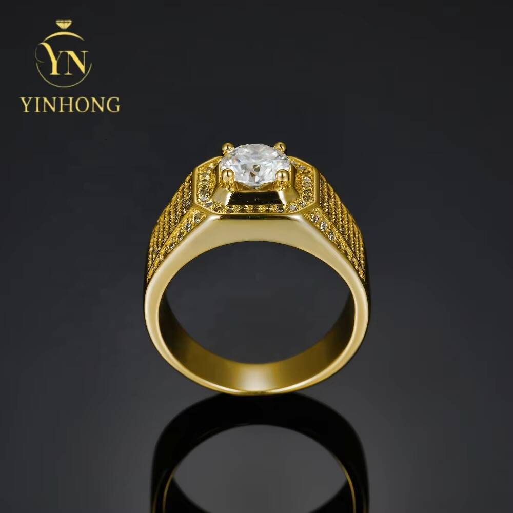 Hot Sale Customized Ice Crystal Hip Hop Mens Ring 925 Sterling Silver Ring Diamond Moissanite Ring Men