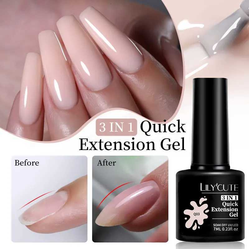 LILYCUTE 7ML Quick Extension Nail Gel Vernis Semi Permanent Acrylic Crystal White Clear Nude Gel Nail Polish UV Construction GelT251127