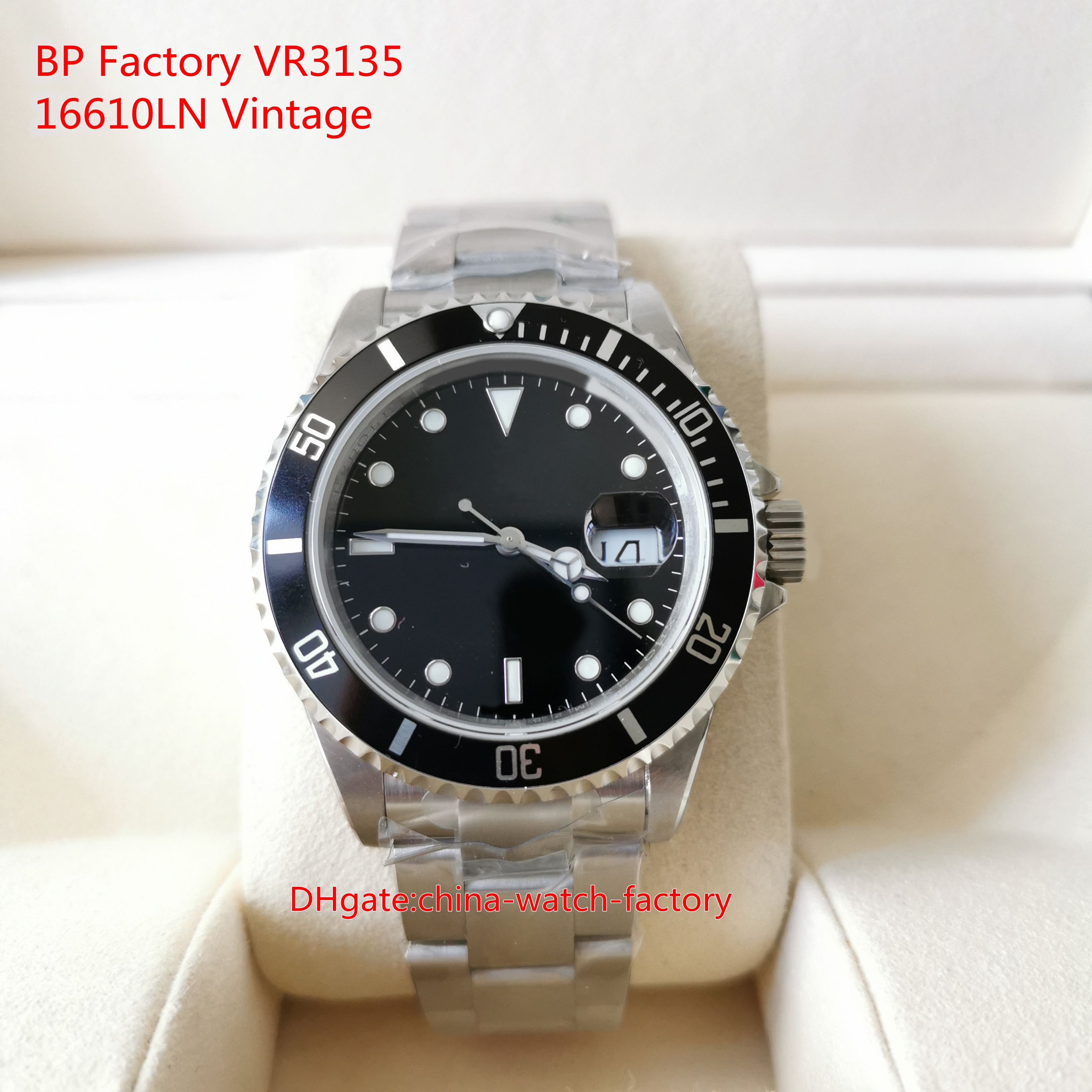 BP Factory Mens Watch VR3135 BPF Vintage 40mm 16610 16610LN Black Bezel Chronometer Sapphire LumiNova Watches CAL.3135 Mechanical AutomaticMen's Wristwatches