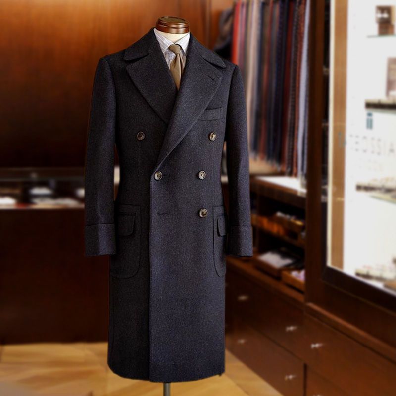 Winter and autumn wool polo coat business mid length woolen suit formal cashmere suit mens coat polo coat