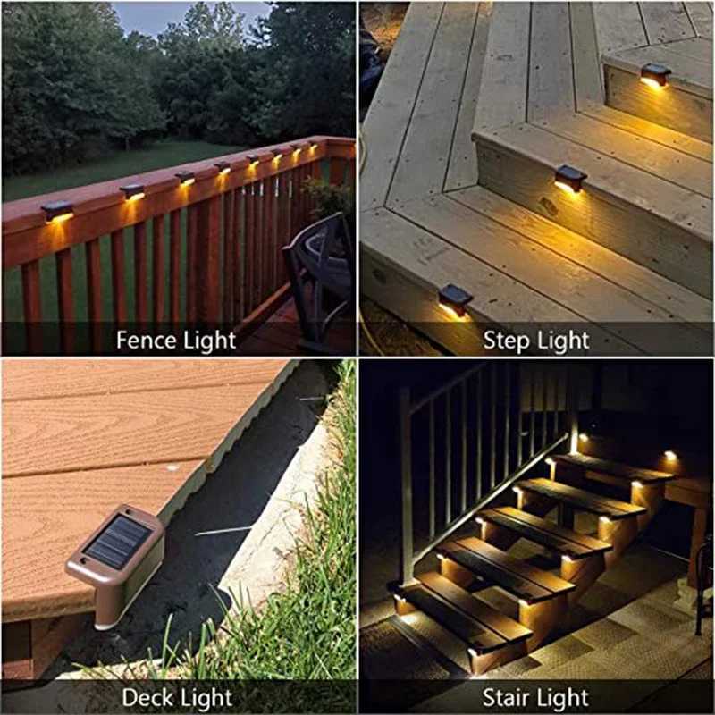 Warm White LED Solar Step Lamp Path Stair Outdoor Garden Lights Waterproof Balcony Light Decoration for Patio Stair Fence LightM251127