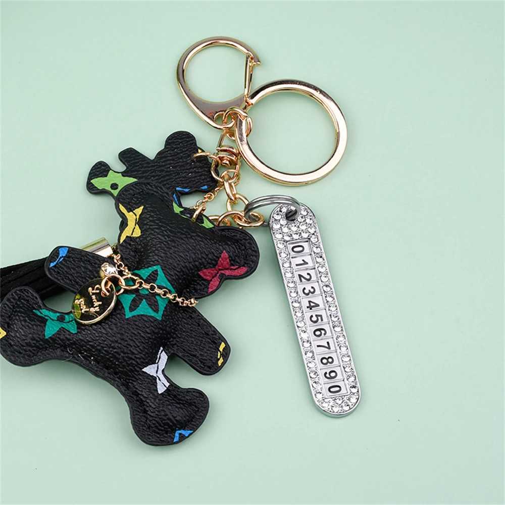 1pc Phone Number Tag Keychain Luxury Rhinestone Anti-lost Metal Key Chain Women Men Buckle Car Keyring Holder Jewelry GiftsT251127