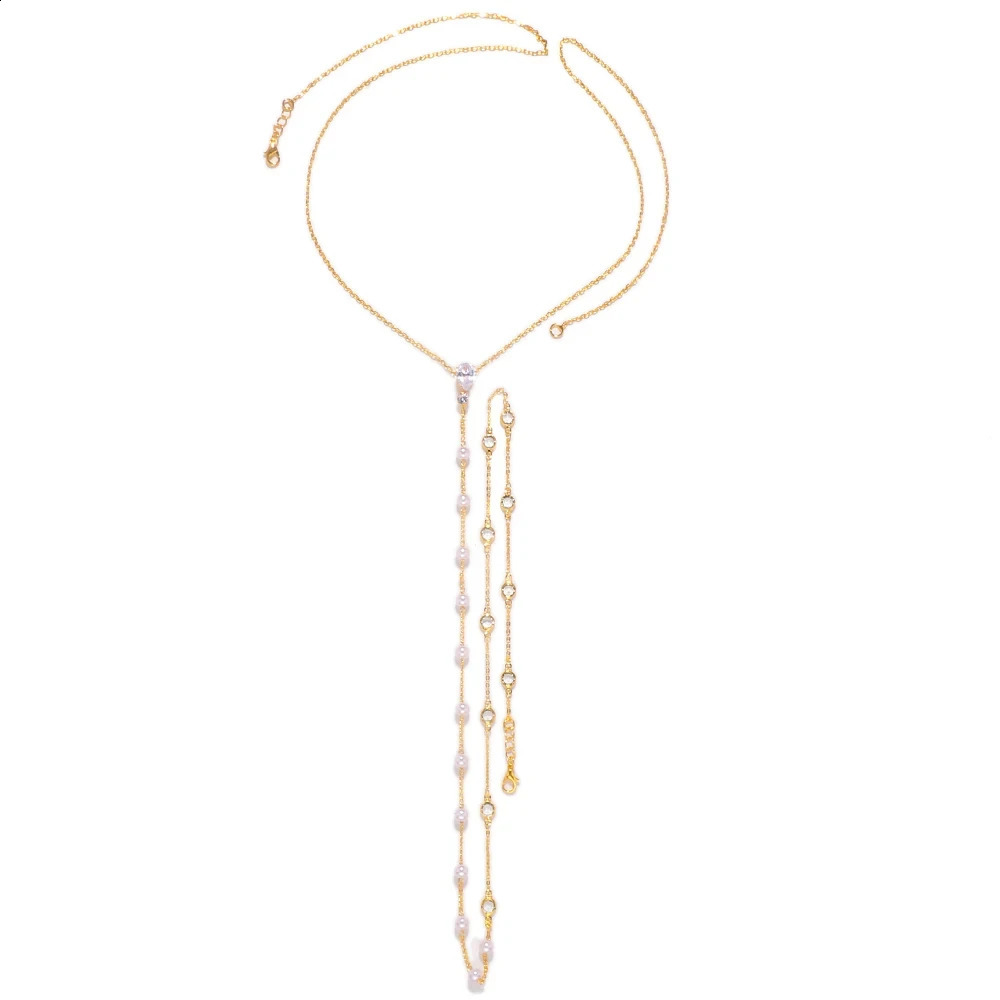 Stonefans Fashion Bridal Pearl Back Chain Jewelry Underwear Wedding Charm Womens Pendant Crystal Body Jewelry Accessories 250425