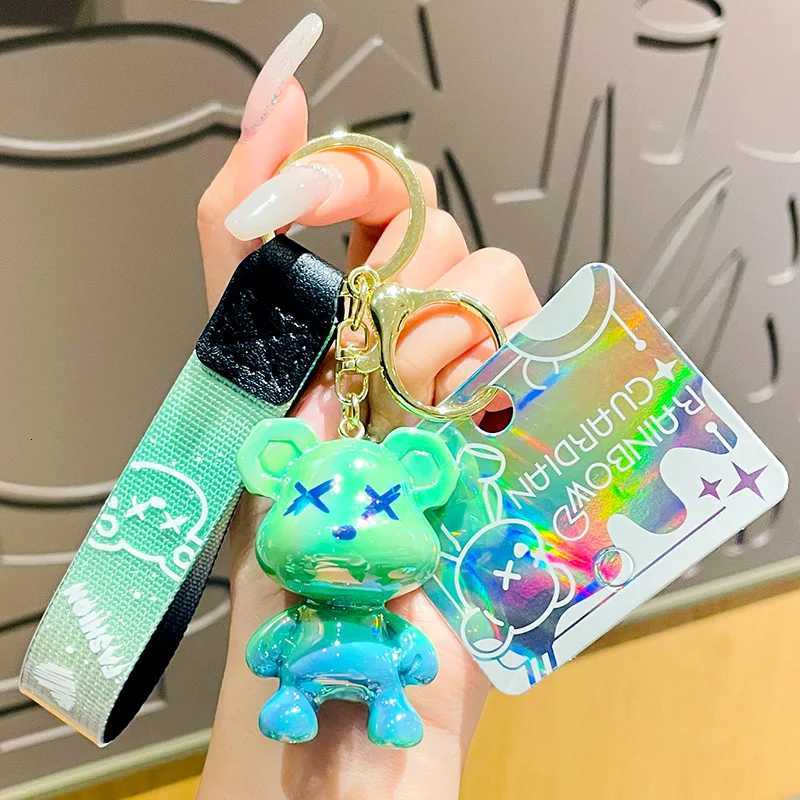 Acrylic Cartoon Graffiti Bear Key Chain Creative Doll Women Bag Pendant Jewelry Cute Mobile Phone Car Keychain Xmas Birth GiftT251127