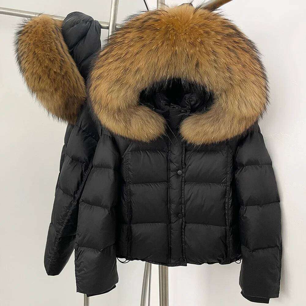 White Duck Down Coat 2025 New Autumn Winter Top Clothing Women Tnickwarm Fluffy Puffer Jacket Female Hooded Real Fox Fur Caot
