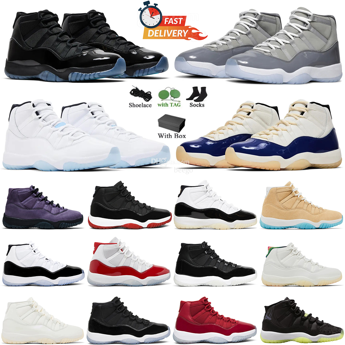 Basketball Shoes For Men Women 11 Gamma Blue Mojave Cherry Cool Grey 72-10 Cap and Gown sneaker breathable Sports Shoes Training Athletic men Women Shoes trainer 36-47