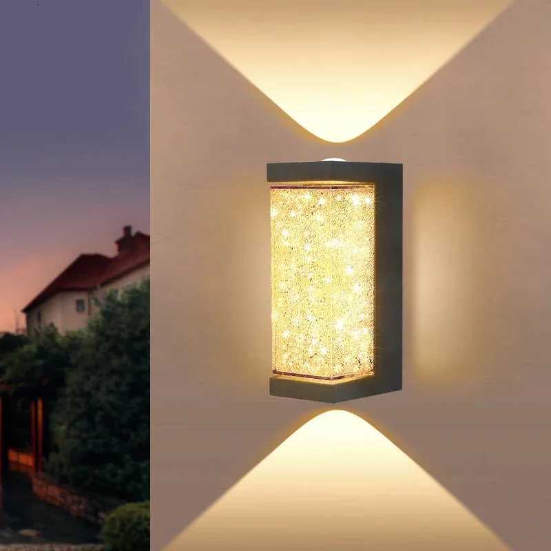 Modern Outdoor Crystal LED Wall Lamp Crystal Bedside Lighting Porch Light Waterproof Wall Sconce Doorway Garden Home DecorM251127