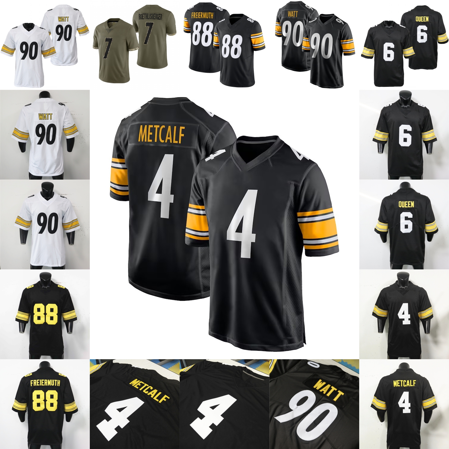 Football Jersey Will Howard Aaron Rodgers DK Metcalf T. J. Watt Mason Rudolph Jack Sawyer Fitzpatrick Pickens Porter Queen Freiermuth Heyward Highsmith Warren 4XL