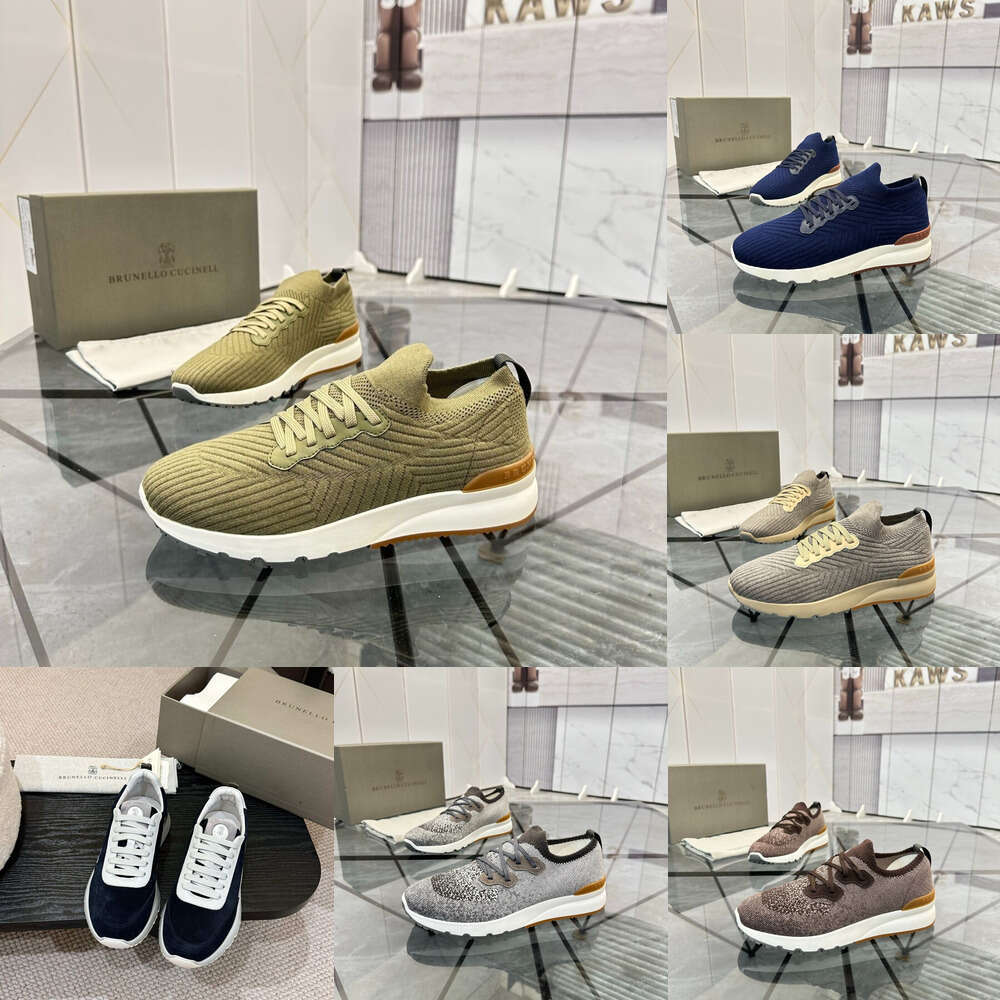 designer sneaker BC low Knitted mesh Casual Brunello Cucinelli Mens womens luxury leather Loafers dress shoe Flat walk run Outdoor sport tennis Training shoes