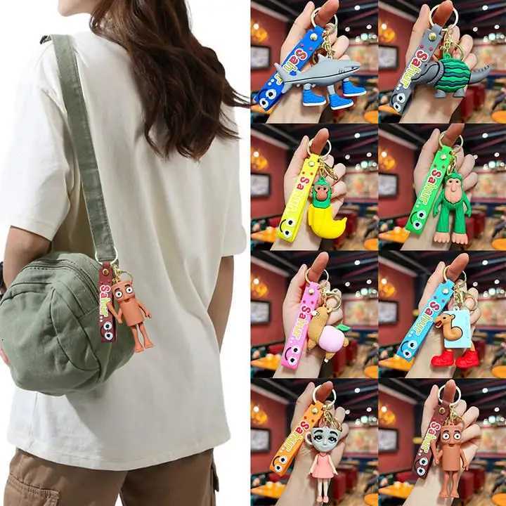 Brainrot Animal Keychain Tung TungTung Sahur Tralalelo Shark Key Ring Anime Keychain Kids Keyring Funny Bag Pendant Friends GiftT251127