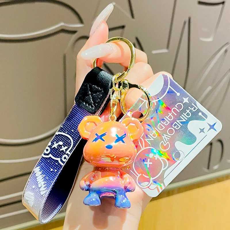 Acrylic Cartoon Graffiti Bear Key Chain Creative Doll Women Bag Pendant Jewelry Cute Mobile Phone Car Keychain Xmas Birth GiftT251127