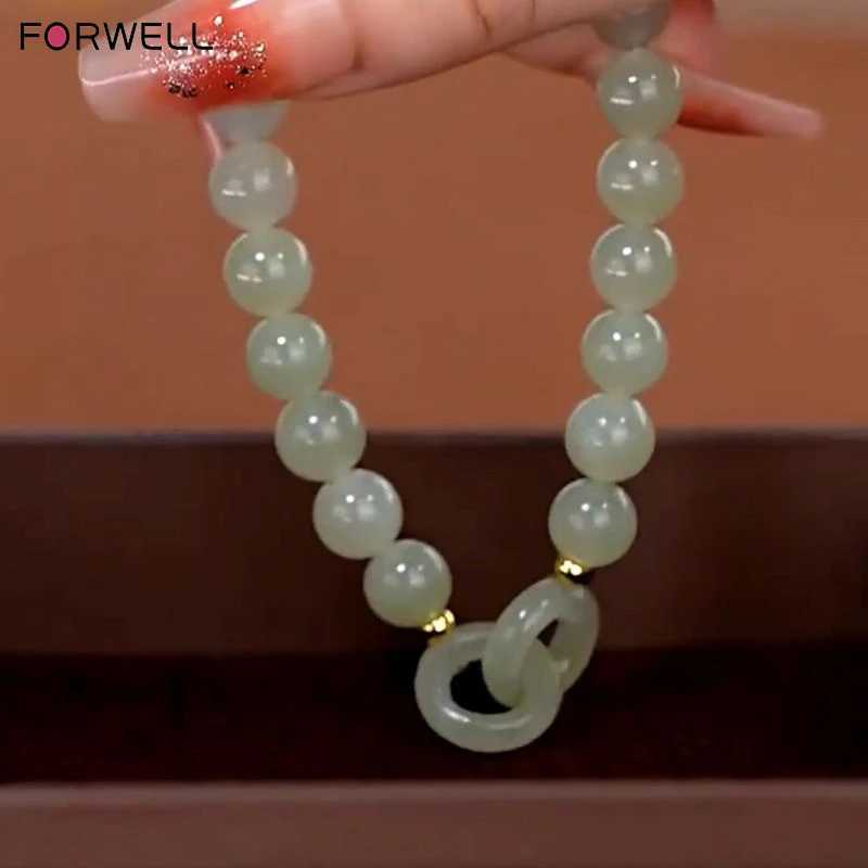 FORWELL Natural Hotan Jade Elastic Luxury Exquisite Jewelry Couple Beaded Festival Gift for Men and Women C251105