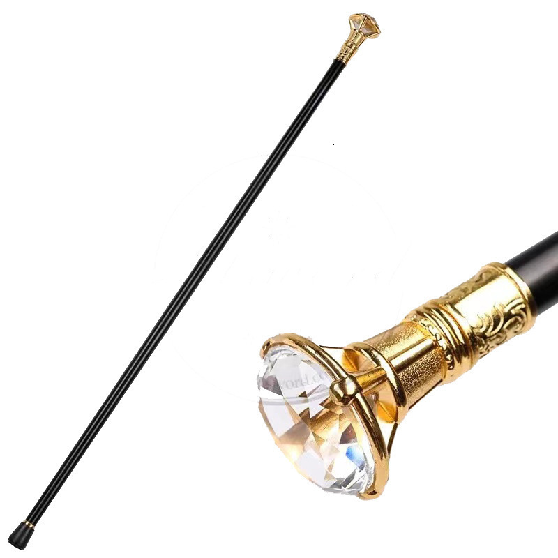 Colorful Diamond Type Golden Walking Cane Fashion Decorative Walking Stick Gentleman Elegant Cosplay Cane Knob Crosier 93cm 251022