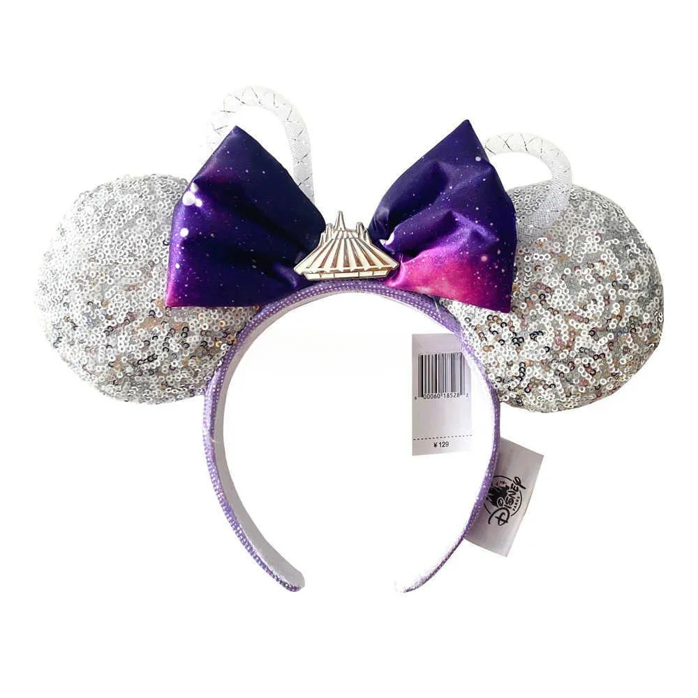 Disney custom Mickey Mouse Ears Space mountain Lunar 2025 Minnie Bow Pink Sequins Cartoon Anime Headdress Headband GifXJ250504 - view 6