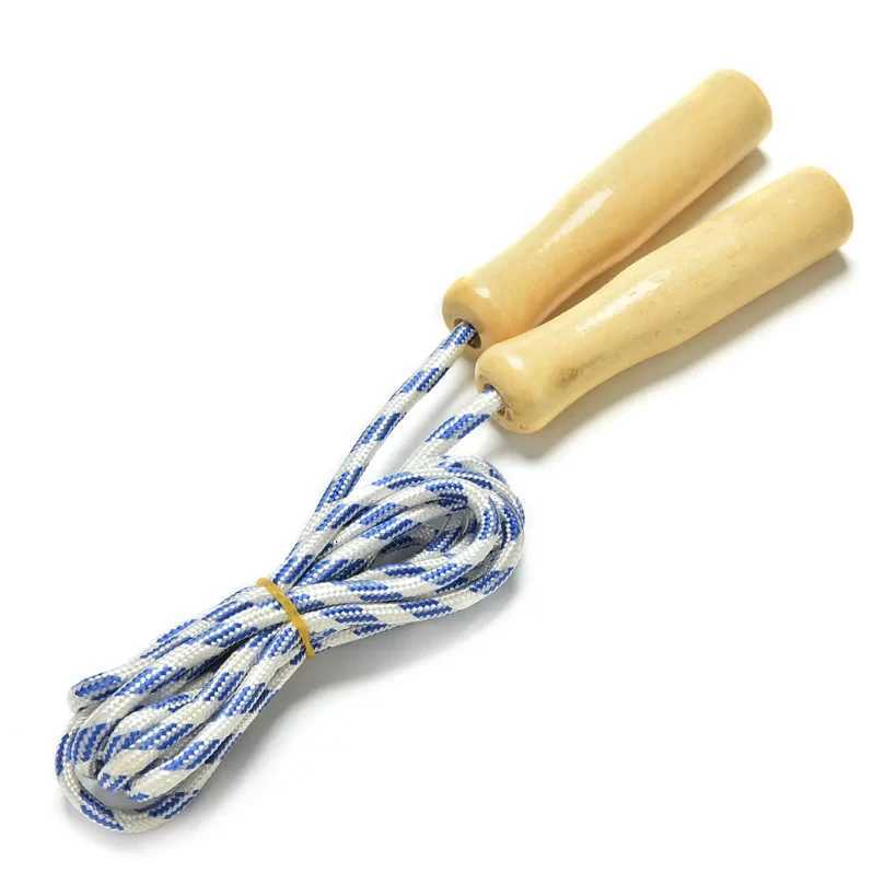 Sports Skipping Rope Wood Grip Handle Children Kid Fitness Equipment Training Practice Speed Jump Random ColorT251127