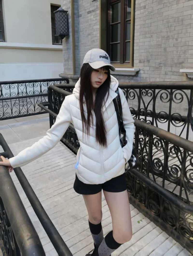 ETJ 2025 new womens elegant fashion patchwork long sleeve standing collar hooded cotton jacket sport coat 8073227XJ251127