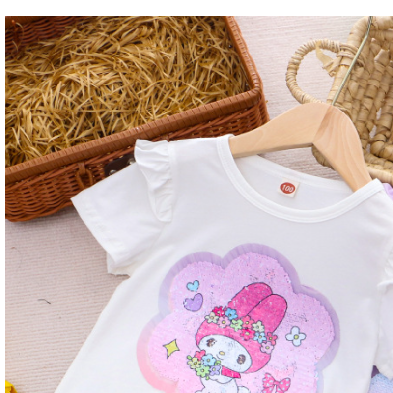 Disney Girls' Baby Designer Clothing Little Girl Summer T-Shirt Children's Pattern Reversible Color Changing Sequin Short Sleeve Soft and Co
