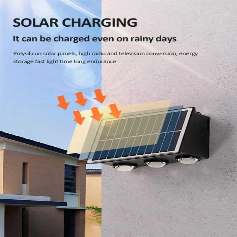 Solar Wall Lights 4/6/8 LED Solar Fence Lights Outdoor Waterproof Solar Deck Lights Wall Lights for Fence Post Yard PathwayM251127