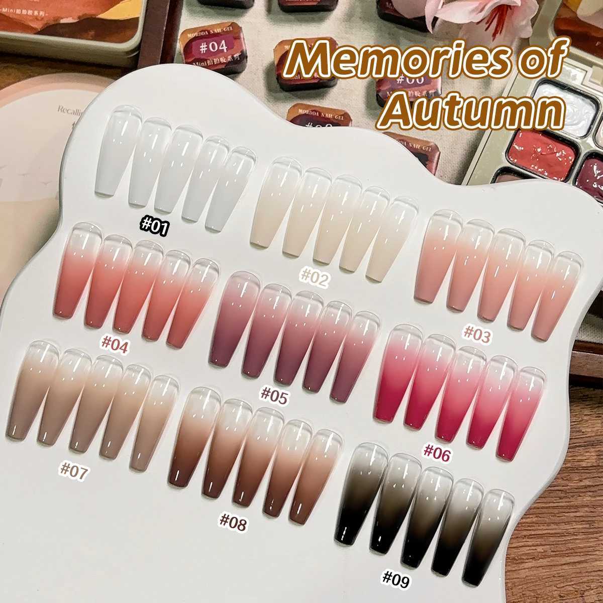 9-colors Memories of Autumn patter glue smudges canned high saturation popular semi-solid nail polish glue nail salonT251127