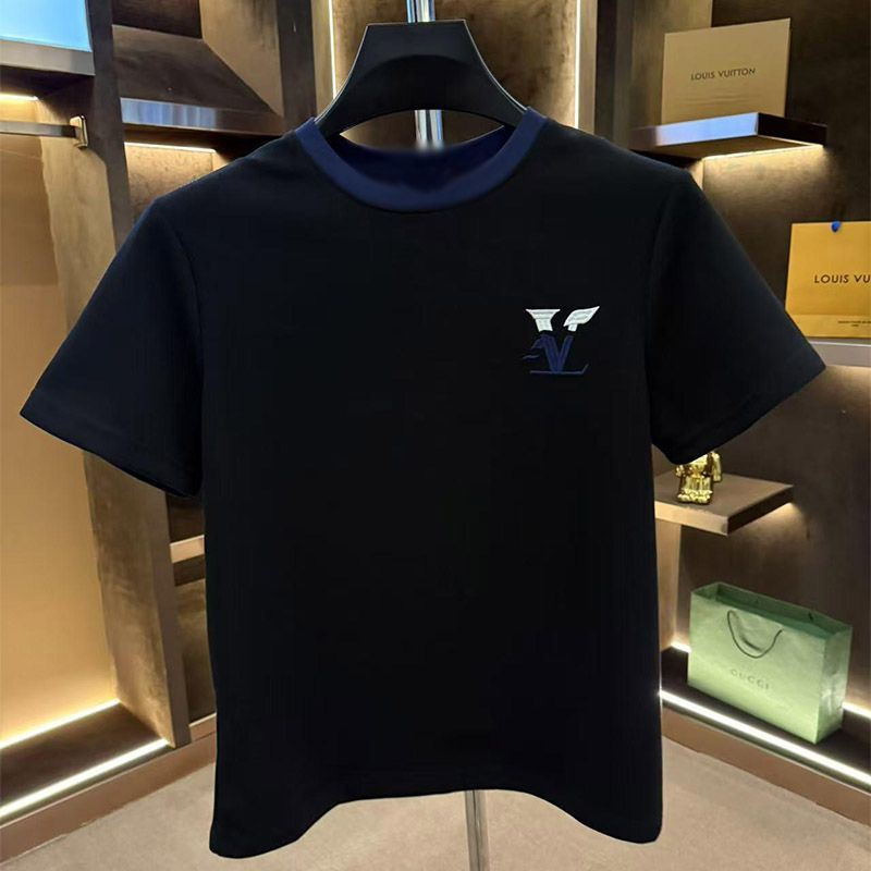 Free shipping designer Mens T-Shirts 2025 summer new light luxury round neck short sleeved T-shirt top versatile niche Hong Kong style