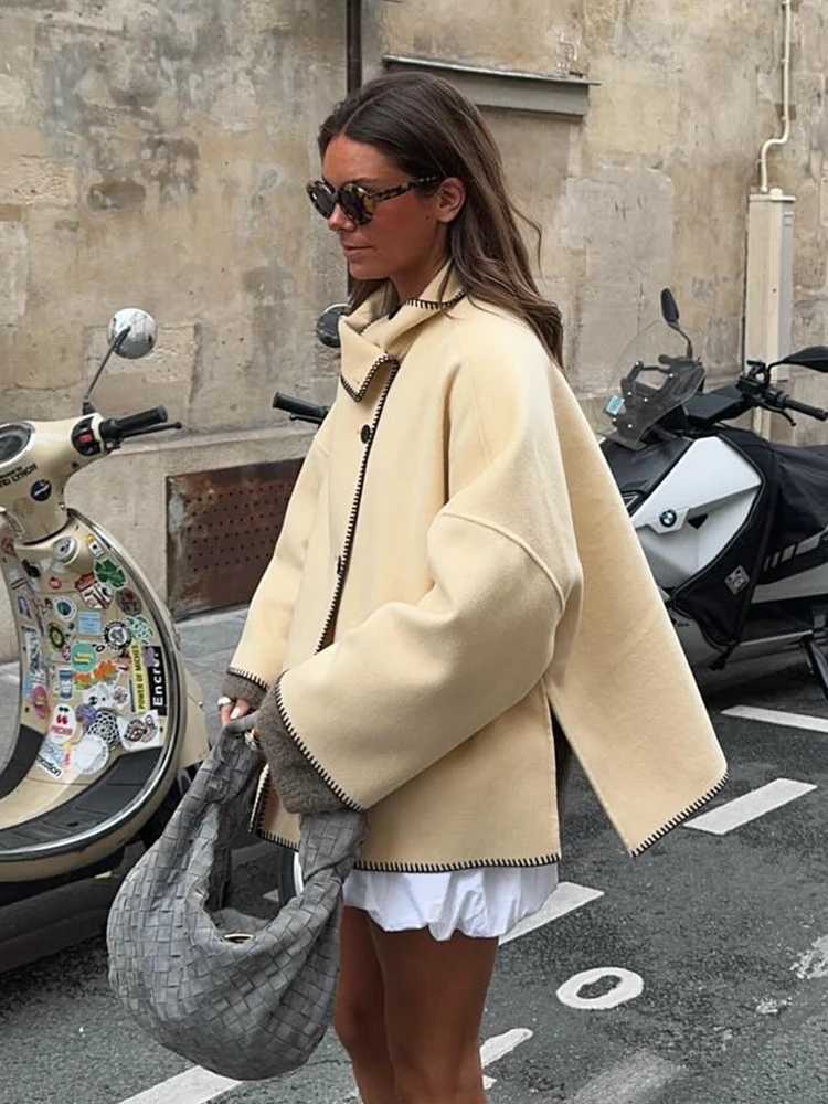 HH Women Autumn Turtleneck Long Sleeve Jacket Fashion Loose Jackets Long Sleeves Single-Breasted Solid Coat Female Casual JacketXJ251127