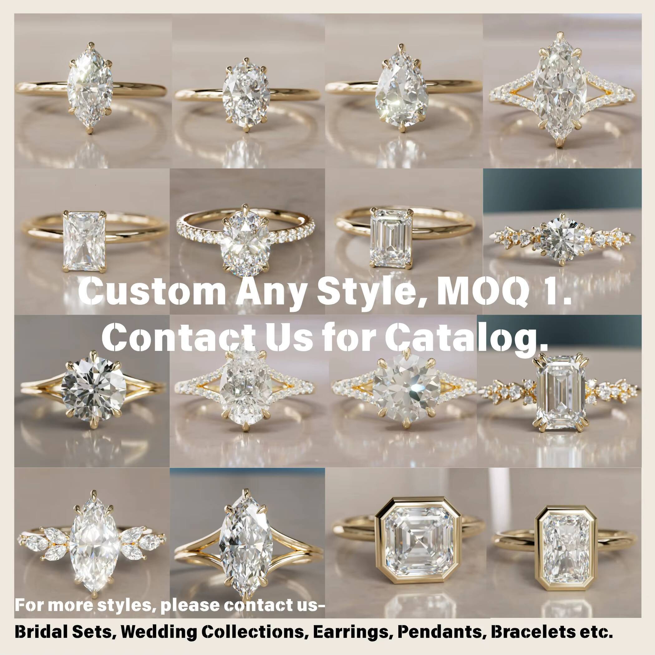 Custom Diamond Ring Engagement Lab Grown Ring Gold GIA IGI Radiant Cut Lab Created Diamond Wedding 18K Lab Grown Diamond Ring