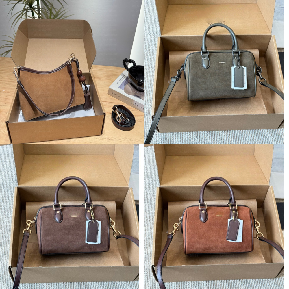 Mirror quality Womens tote Suede leather Designer Bags laurel shoulder rowan Boston bag Handbag Crossbody Sac Fashion Leisure Pochette purse clutch