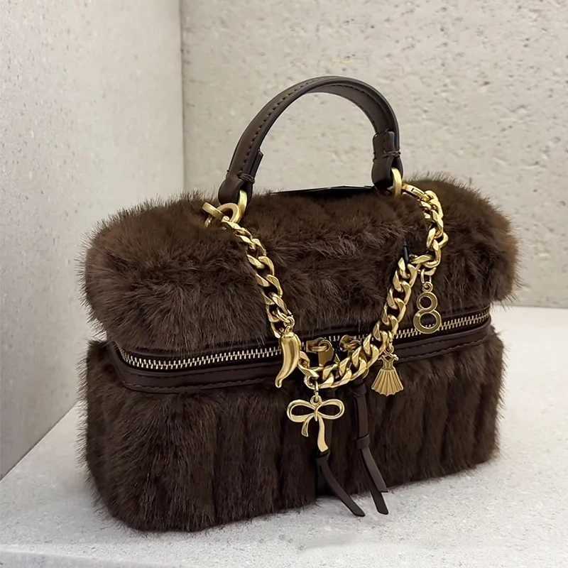 FAUX FUR RIGID BAG New Fashionable Handbag Purse For Women Shoulder Bags Luxury Designer Small Tote bag for Ladies Elegant K251127