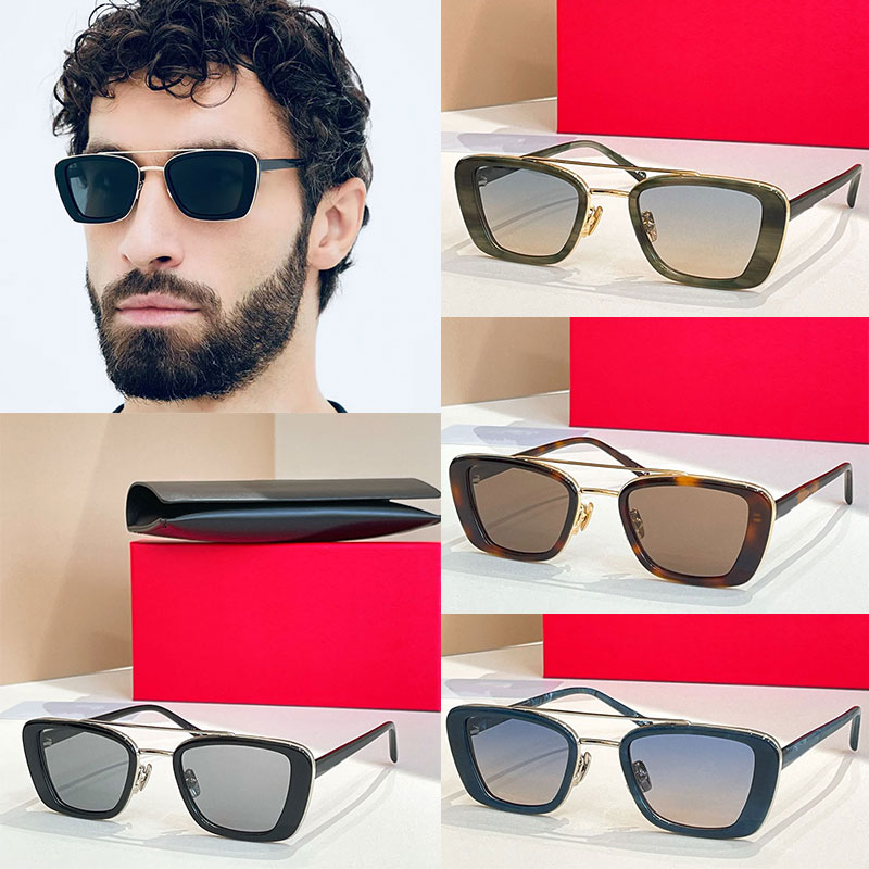Mens 26SS Designer Sunglasses Fashion Square Metal Frame Acetate Fiber Mirror Legs Double Bridge Nylon Lens 825 Design Avant garde Casual Style UV400 Protection
