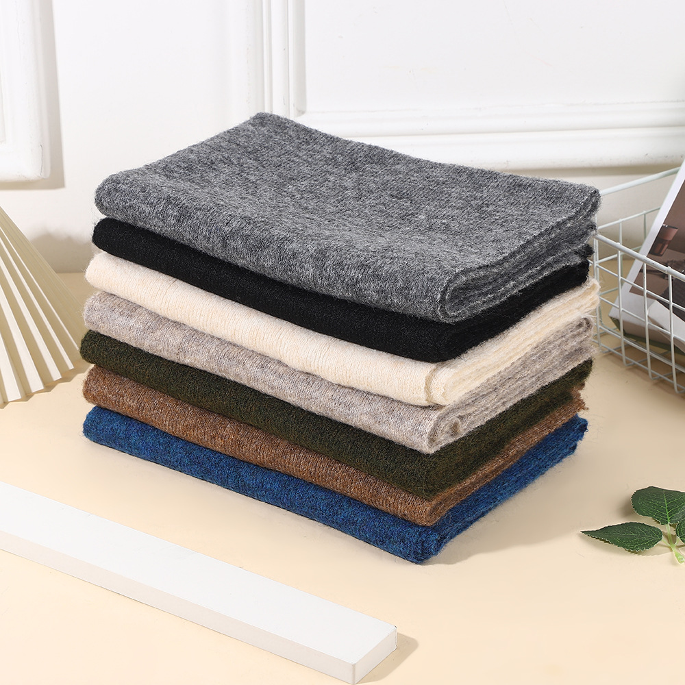 K542 Pure color simple style knitted scarf for women autumn and winter new style fashionable and versatile high-end student warm neck scarf